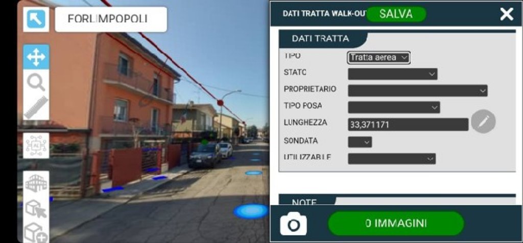 WiWo software module for FTTH network survey 3D Walk-Out streetview and dialog